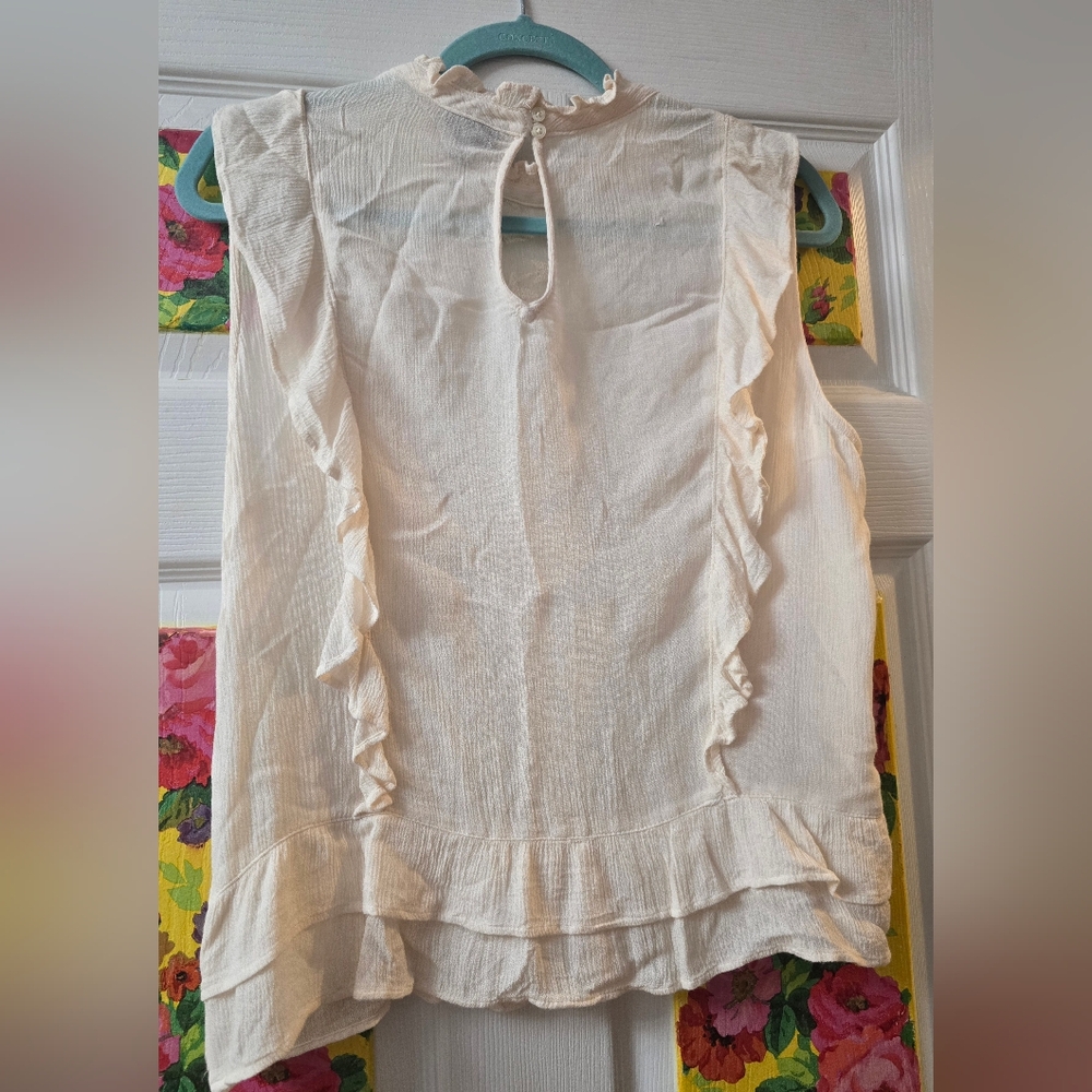 High Neck Ruffle Blouse Size L - Picture 2 of 3